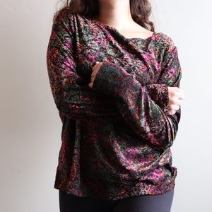 Oversized Vintage Velvet Mesh Sweater